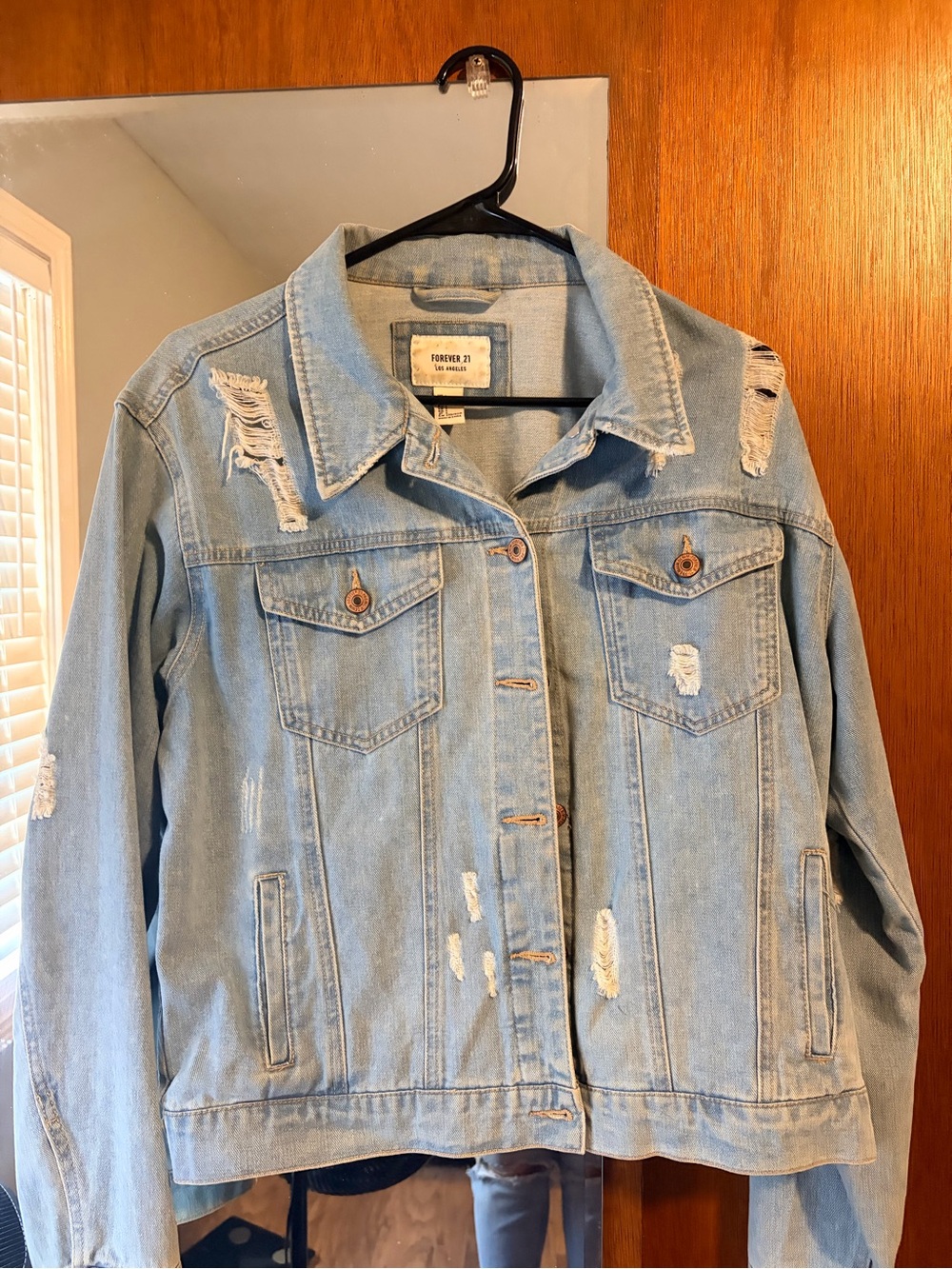 Forever 21 Light Wash Distressed Denim Jacket